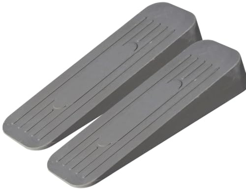 Merriway BH04892 Heavy Duty Non Slip Rubber Door Wedge, Grey, Pack of 2 | 120 x 35 x 20mm | High-grip rubber | Wood, tile, laminate, vinyl & carpet | Stackable for larger gaps | Kinder to paintwork