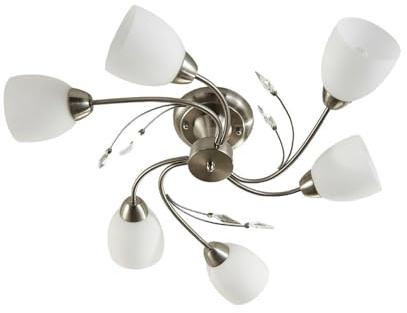 Ceiling Light 'Tatas' dimmable (Modern) in White Made of Glass for e.g. Living Room & Dining Room (6 Light Sources, E14) from Lindby | Ceiling lamp, lamp