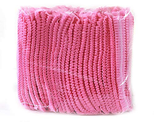 Einweg-Kappe, Mob-Kappen, Haarnetzkappe, 100 Stück, elastische freie Größe, für Kosmetik, Schönheit, Küche, Kochen, Heimindustrie, Krankenhaus (rosa)