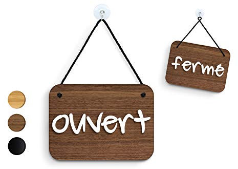 Signs | Hand geschrieben - Ouvert/Fermé Türschild [OC21] - Geöffnet/Geschlossen Doppelseitig hängende Türplatte - Window Sign for Bar, Pubs, Restaurants and Shops