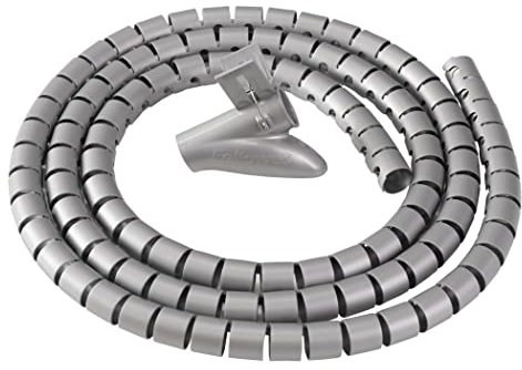 Fellowes Gaine Range câbles Spirale, pour Ranger et regrouper Les Cables sur Votre Bureau, 2m de Long, 2cm de diamètre, Gris, 9929801