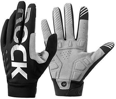ROCKBROS Winter Fahrradhandschuhe Herren Damen Touchscreen, Warm Gefüttert & Winddicht, Stoßdämpfend und rutschfest mit Reflektoren, MTB Rennrad Handschuhe für Radsport und Outdoor