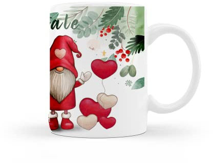 Tazza Mug Natalizia Merry Christmas con Gnomi personalizzata con nome (Gnomi Cuore) 11 Once