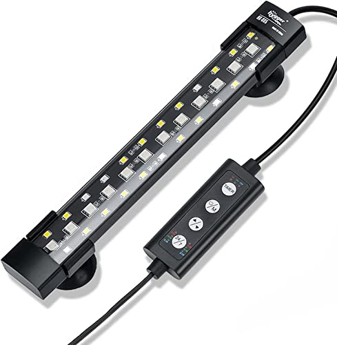 hygger Luz LED para Acuario Submarino en Modo 24/7, Luz de Espectro Completo Oculta para Acuarios con 3 Filas de Perlas, 7 Colores, Luminosidad Ajustable con Temporizador (8W)
