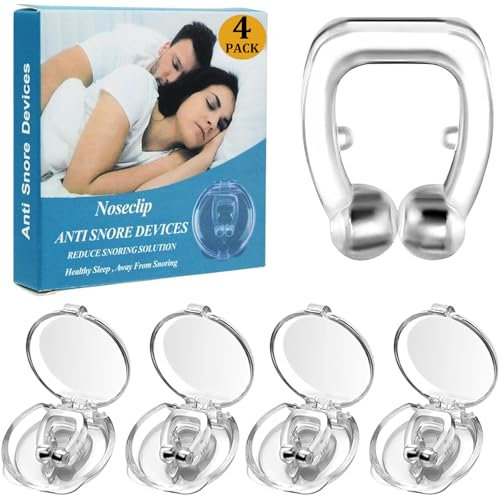 4PCS Pince à Nez Anti Ronflement, Clip de Nez en Silicone Magnétique, Dilatateur Nasal Réutilisable, Dispositifs anti-ronflement Améliore la Respiration Empêcher le Ronflement, Transparent