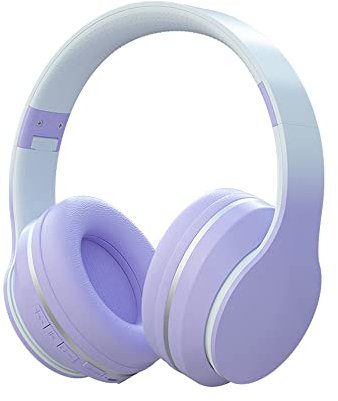 Usoun Auriculares para niños,Auriculares Bluetooth para niños,Cascos inalámbricos Bluetooth Over Ear,Cascos Plegable con micrófono,Micro SD Slot,Audífonos Inalámbricos y con Cable(Morado)
