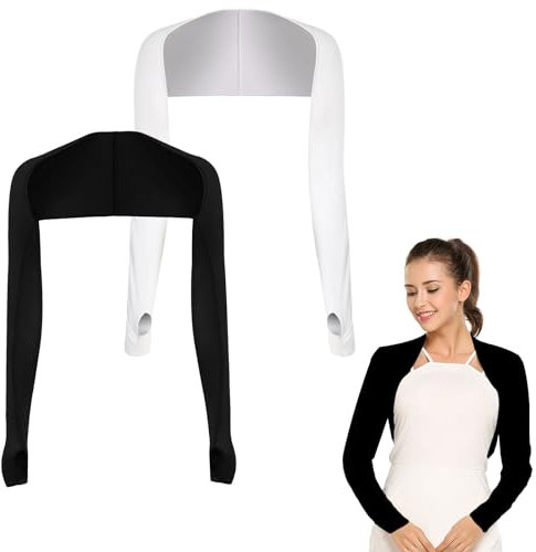 Scialle di Raffreddamento Braccio, Raffreddamento Scialle Braccio Manica, Manicotto del Braccio Dello Scialle Raffreddamento, Protezione Solare Scialle Anti-UV Manicotti, 2 Pezzi, Nero Bianco