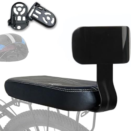 LIBRNTY Asiento Bicicleta +Pedal Trasero de Bicicleta Plegable,2024 Nuevo Respaldo Engrosado,Kit de Bicicleta de Montaje a la Trasera cojín reposabrazos