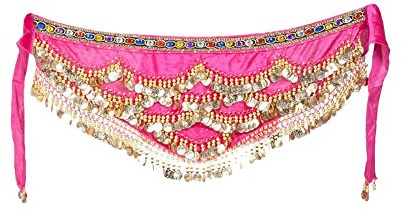 G-LIKE Bauchtanz Hüfttuch Frottee Tanzgürtel – Tanzkostüm Tanzrock Outfit 328 Münzen Pailletten Hüftschal für Damen Mädchen (DE/NL/SE/PL, Alphanumerisch, Einheitsgröße, Regular, Regular, Rosarot)