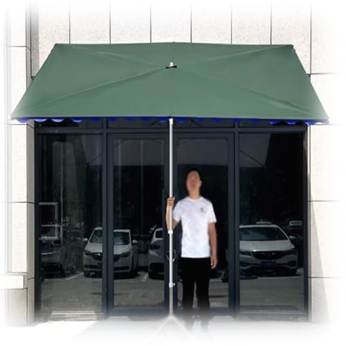 MACAGGTNTU Rettangolare Ombrellone da Giardino Grande Ombrellone da Parete con Altezza Regolabile, 2x1.5m 3x2.5m Portabile Parasole da Terrazze(Green,2x1.5m/6.5x5ft (4ribs))