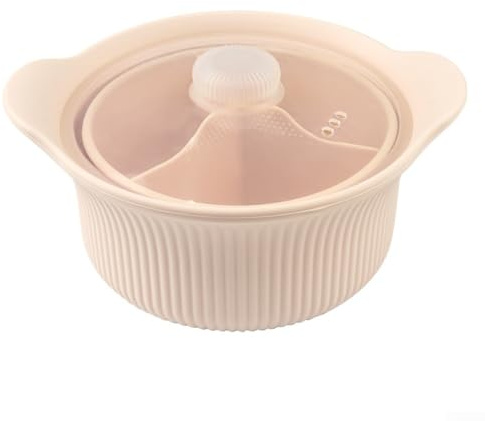 Casserole à soupe en silicone pour cuisson à la vapeur, four à micro-ondes, couvercle antiadhésif, lave-vaisselle, pour légumes, poissons (grand chaudière verte)