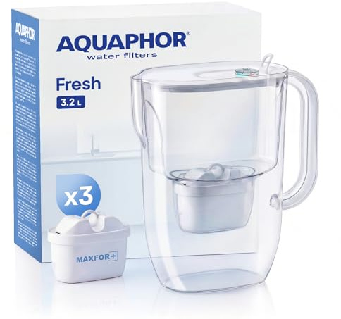 AQUAPHOR Fresh Carafe Filtrante 3,2 L avec (3) Filtre à Eau Maxfor+ (Blanc)