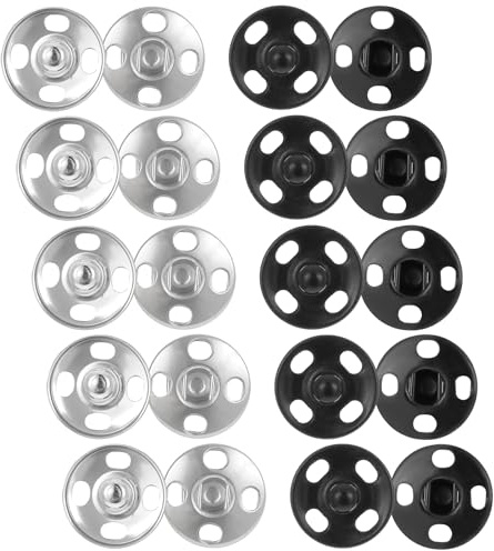 Sewing Snaps, 60 24Sets 19 mm Sew-On Snap Buttons Sewing Snaps Metal Snap Fasteners Press Studs Buttons for Sew Clothing Silver