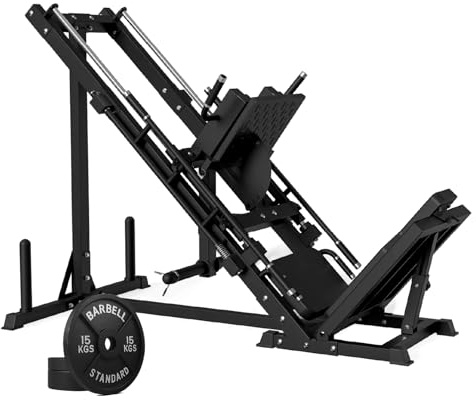 Leg Press and Hack Squat Machine with Weight Plates – Commercial Grade Dual Function Lower Body Trainer (Cast Iron / Bumper / Tri Grip Options)
