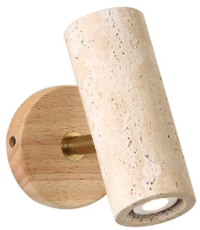 E26 Ljuskälla Gul travertin Vägglampa, i industriell stil, med infälld vägg ett huvud, Matsal Vardagsrum Balkong Väggmonterad belysningsarmatur