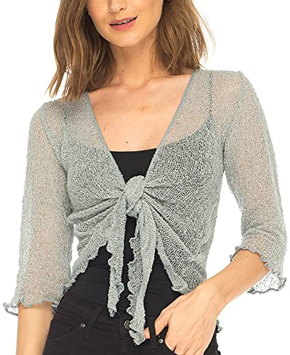 SHU-SHI Ren sommar jacka cardigan lätt nät stickad knytning framtill för klänningar, kvällar, strand