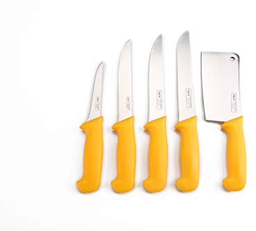 Shov - Set di coltelli da macellaio, 5 pezzi, in acciaio inox, qualità professionale