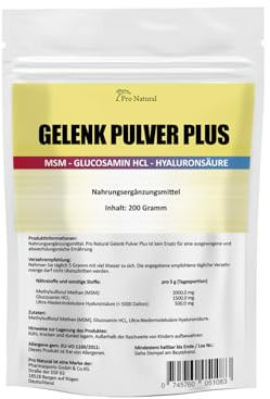 Gelenk Pulver Plus - pures Hyaluron säure Glucosamin MSM rein hochdosiert