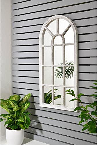 Biznest 35X70Cm Scandi Coast Arch Mirror Your Garden With This Decorative Indoor Outdoor Mirror White Rustic