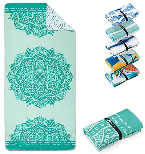 Fit-Flip Strandtuch XXL - Mikrofaser Badetuch - Strandtücher leicht und schnelltrocknend - 100% recyceltes Mikrofaser Handtuch - Strandhandtuch zum Baden (Mandala 160x90cm)