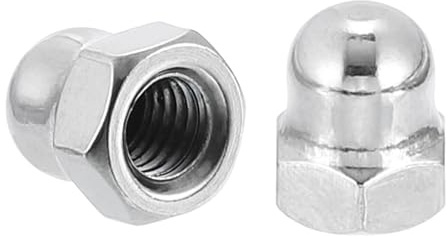 sourcing map M5x0.8 Acorn Cap Nuts, 100Pcs 316 Stainless Steel Dome Cap Head Acorn Nut Hardware Nuts for Bolt Cover, Silvery