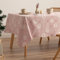 GAMUSI Mantel Navidad Jacquard Hilo Dorado Mesa Comedor Rectangular Decoración Navideña 140x300 cm Color Rosa Palo/Plata