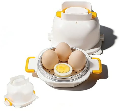 Mikrowellen Eierkocher, 4 Eier Schnell Gekochter Eierkocher, Eierdampfer, Dampfgarer Mit Eierschneider Eierbecher Huhn Eierwärmer Dampfgarer Für Küche Büro Zuhause