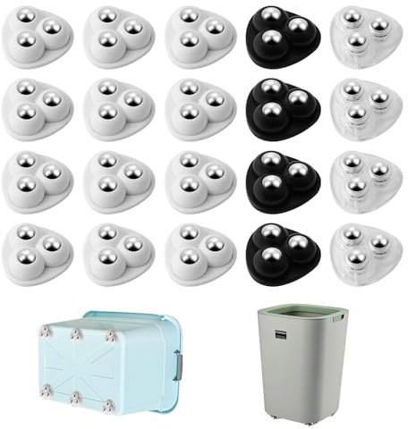 VINEST 20Pcs Mini Casters Caster, Self Adhesive Appliance Wheels 360 Rotation, Ball Casters with 3 Ball Bearings for Kitchen Appliance Counter Small Appliances Furniture, Using Four can Bear A Weight