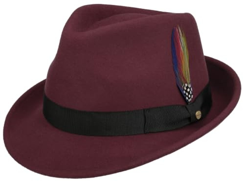 Stetson Elkader Cappello Trilby Donna/Uomo - da Uomo Fedora con Nastro in Grosgrain Estate/Inverno Primavera Estate Autunno Inverno - S (54-55 cm) Raspberry