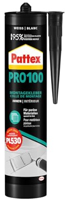 Pattex PRO 100 Montagekleber, lösemittelfrei, Weiß, 1x400g Kartusche