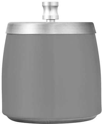 Cenicero gris neutro de acero inoxidable puro liso con tapa para el hogar, jardín, oficina, cenicero portátil antideslizante para exteriores para hombres y mujeres