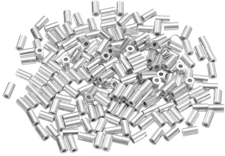 sourcing map 200 Pcs Aluminum Crimping Loop Sleeves for 1/32 Diameter Wire Rope, Round Aluminum Wire Rope Sleeve for Cable Line End