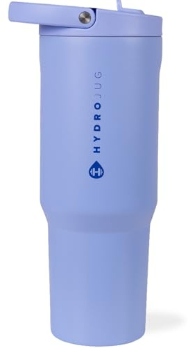 HydroJug Sport - Stainless Steel Tumbler with Straw, Vacuum Insulated, 32oz Leakproof Water Bottle, Ergonomic Design, Reusable, Dishwasher Safe, Rubber Base, Durable for Gym or Outdoors, Peri