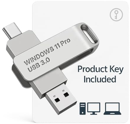 Bootable USB Type C + A Installer for Windows 11 Pro, Activation Key Included. Recover, Restore, Repair Boot Disc. Fix Desktop & Laptop.