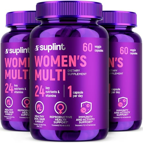 Cápsulas multivitamínicas de alta dosis para mujeres – Complejo A-Z con vitamina B6, hierro, zinc y Vitex – 60 cápsulas veganas – Multivitaminas premium – Vitaminas todo en uno para mujeres (3 Pack)