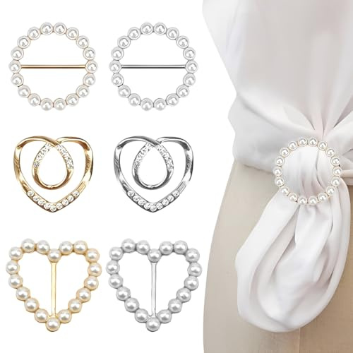 COYUN 6 pièces boucle de ceinture en métal pour femme, T-shirt clip, boucle, anneau foulard en soie, ourlet nœud chemise pince à cravate, boucles et fermoirs pour filles
