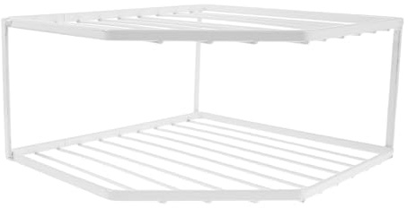 SAFIGLE Metal Corner Shelf Pot and Pan Rack Double Kitchen Counter Organizer Stand for Storage in Cooking Area Corner