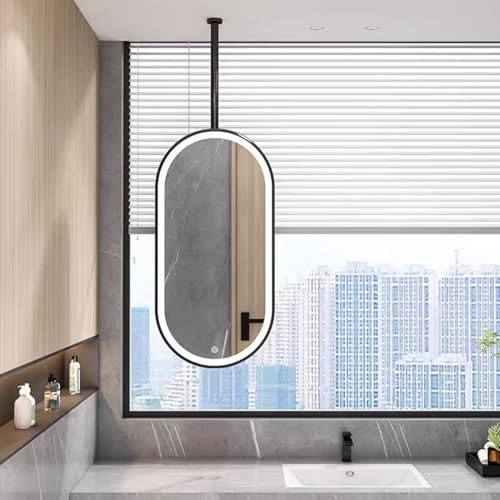 Junvstor Espejo de tocador con Luces LED, Espejos ovalados para baño para Colgar sobre el Lavabo, Espejos de tocador suspendidos con luz de Doble Cara(Doble Cara 40cmx70cm)