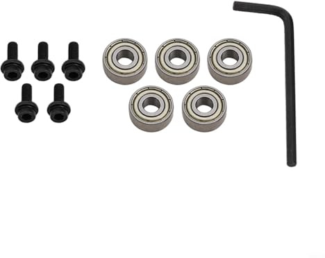 Oberfräsen-Bit-Lager-Ersatz-Set mit Schrauben und Sechskantschlüssel für oben montierte Kugellager, Führung für – Stahl, Silber, 12,7 mm Außendurchmesser, 4,76 mm Innendurchmesser, 5 Stück