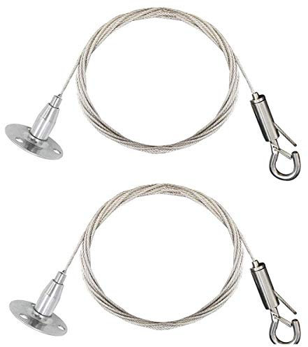 KWODE 2 Stück Edelstahl Draht Seil Automatische Stahlseil Klemme mit Schloss Haken Hängende Ausrüstung für Panel Licht Bild Reklametafeln Lampe Kleiderbügel Max 30 kg (2 Stück mit Saugnapf)