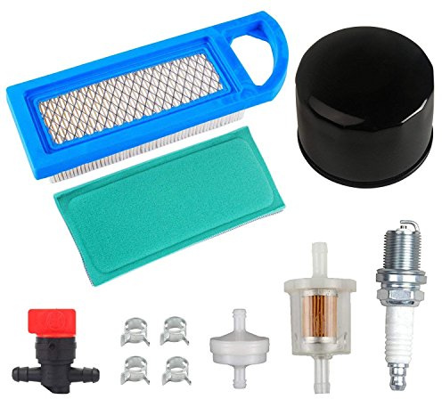 Carkio 794422 795115 luftfilter oljefilter bränslefilter tändstift avstängningsventil för Briggs & Stratton 698083 697153 697014 797008 Intek 15.5 och 17-17.5HP traktormotor John Deere Toro
