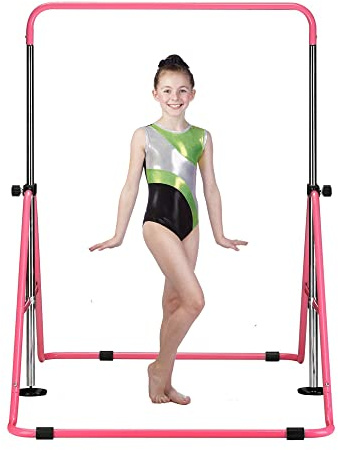 HYD-Parts Gymnastics Bar with Mat for Kids 3-9, Adjustable Height Gymnastic Horizontal Bars, Junior Training Bar, Gymnastics Equipment for Kids no Mat