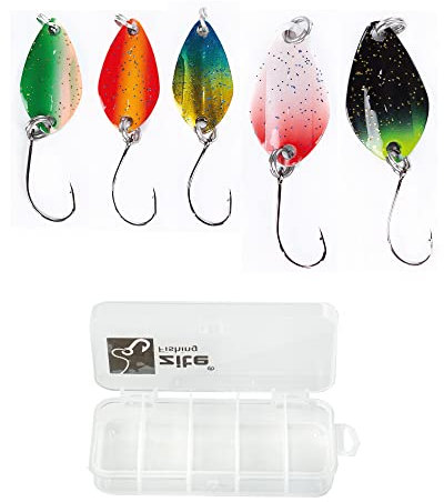 Zite Fishing Mini Forellen-Spoon Set 1,2-2g - Ultra Light Forellen-Köder Angelköder Box - Trout Lures 2-Seitig Farbig