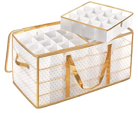 SONGMICS Large Christmas Ornament Storage Box, with 128 Slots