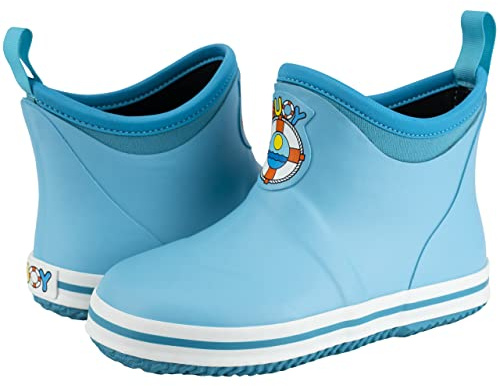 Buoy Boots Turquoise Rain Boots, Ankle-High, Waterproof, Slip-Resistant, Neoprene Insole, Unisex, Size 7, Toddlers, Boys, Girls
