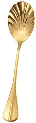 Anawakia Kreativ rostfritt stål snäckform dessertsked tesked tesked skalform matbord blandningssked dessert kaffe sockersked (guld, 1)