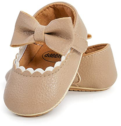 RVROVIC Baby Girl Moccasins Princess Mary Jane Flat Dresses Shoes Premium Lightweight Soft Sole Crib Shoes Toddler Shoes(0-6 Months Infant,B-Beige)