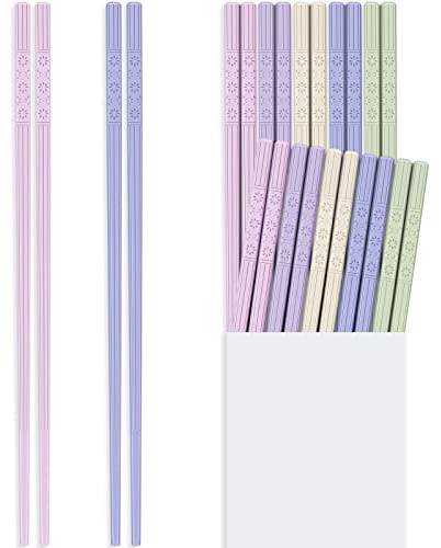 Hiware 10-Pair Reusable Fiberglass Chopsticks, Non-Slip Chop Sticks Set Japanese Style, Dishwasher Safe, 9.5-Inch