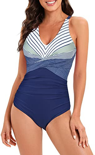 PONCEAU Damen Badeanzug Sport Bademode Damen Bauchweg Einteiliger Badeanzug Sexy Push Up Badeanzüge Damen Swim Suit Bikini