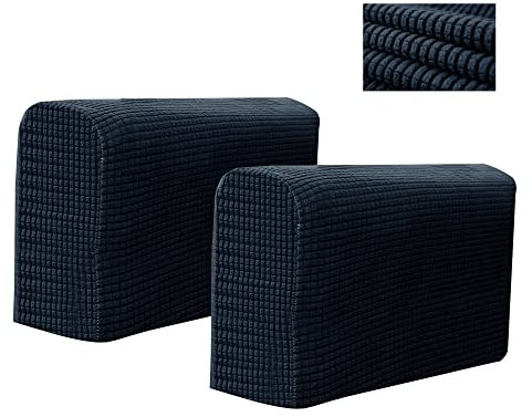 Kaket 2 PCS Sofa Armrest Covers, Chair Arm Protectors Stretch, Sofa Armchair Couch for Sofa, Armchair, Couches, Recliner (Navy Blue)